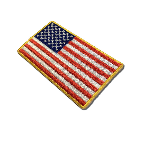 2½" American US Flag Gold Border Patch - PATCHERS Iron on Patch