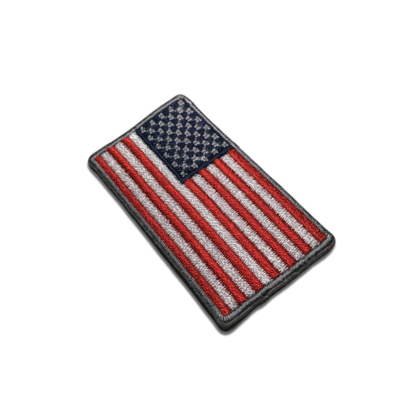 2" American US Flag Silver Border Patch - PATCHERS Iron on Patch