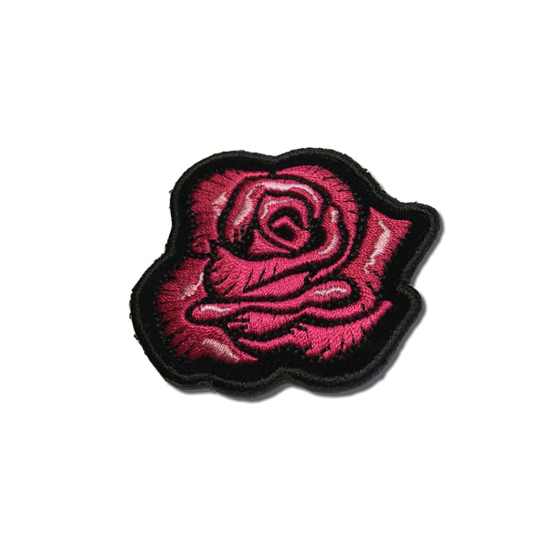 2" Pink Rose Head Patch - PATCHERS Iron on Patch