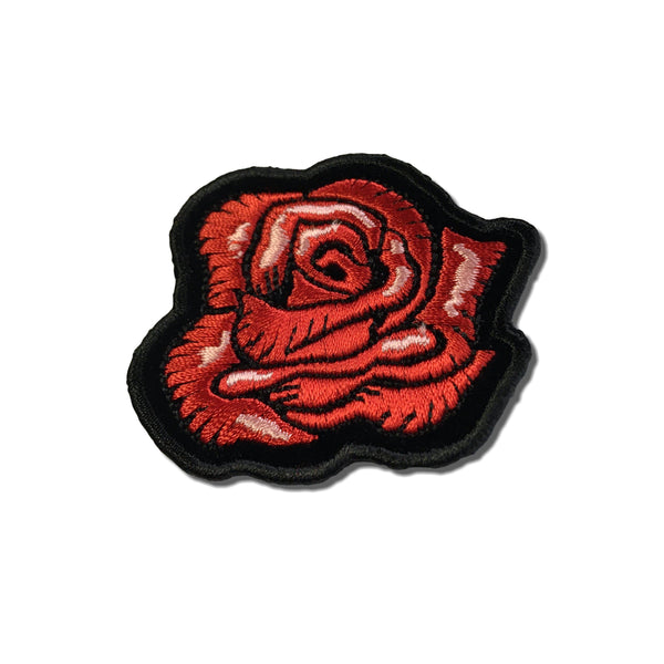 2" Red Rose Head Patch - PATCHERS Iron on Patch