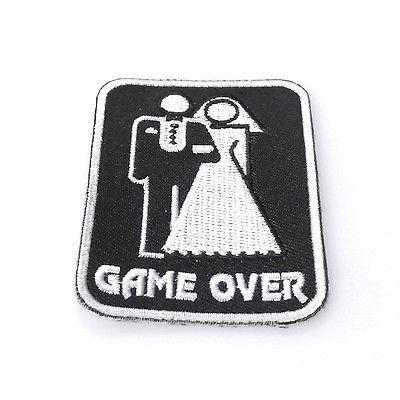 2" x 3" Game Over Marriage Bride Groom Patch - PATCHERS Iron on Patch