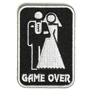 2" x 3" Game Over Marriage Bride Groom Patch - PATCHERS Iron on Patch