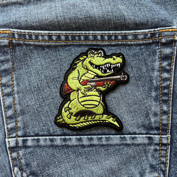 3" Alligator Shotgun Patch - PATCHERS Iron on Patch