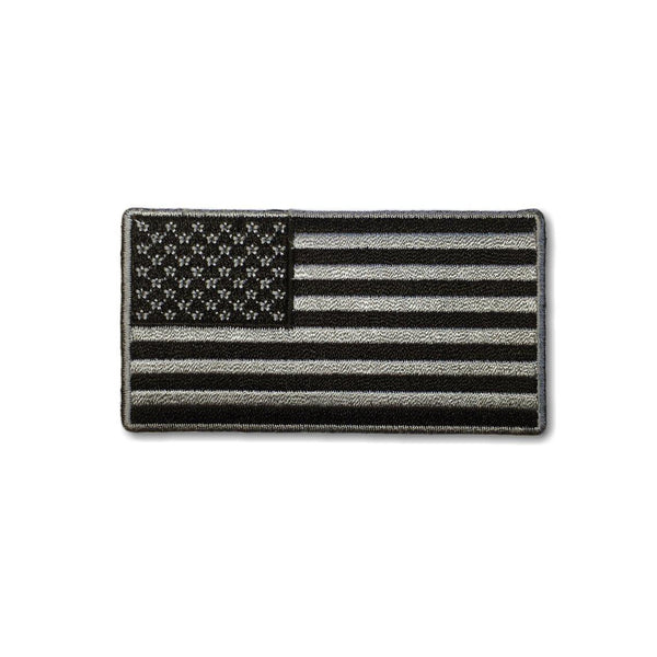 3" American US Flag Black Grey Patch - PATCHERS Iron on Patch
