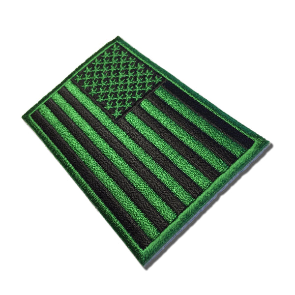 3" American US Flag Kelly Green Patch - PATCHERS Iron on Patch