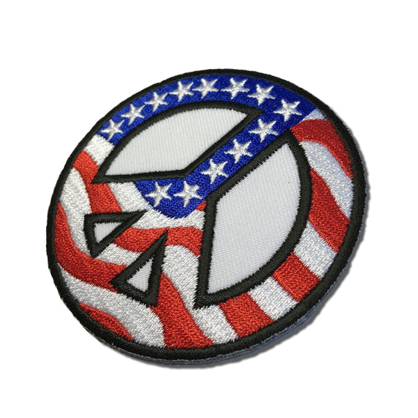 3" American US Flag Peace Sign Patch - PATCHERS Iron on Patch
