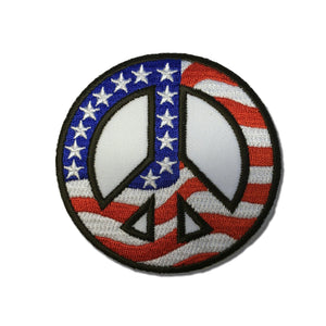 3" American US Flag Peace Sign Patch - PATCHERS Iron on Patch