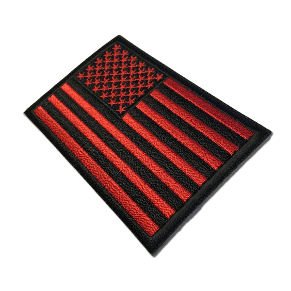 3" American US Flag Red & Black Patch - PATCHERS Iron on Patch