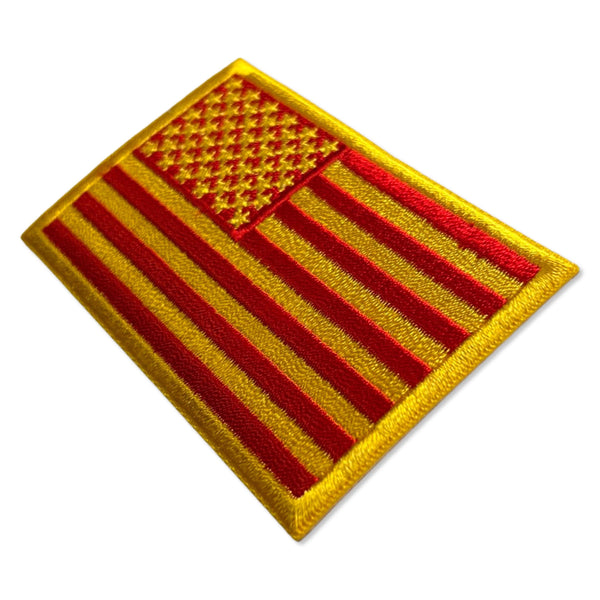 3" American US Flag Red Yellow Marine Colours Patch - PATCHERS Iron on Patch