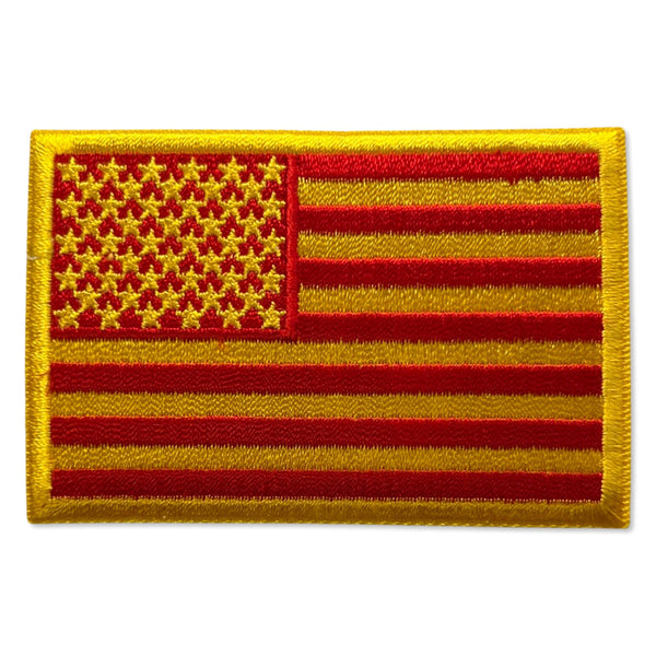 3" American US Flag Red Yellow Marine Colours Patch - PATCHERS Iron on Patch