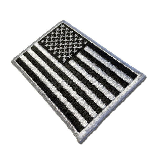 3" American US Flag Subdued Black & White Patch - PATCHERS Iron on Patch