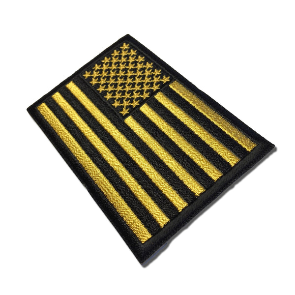 3" American US Flag Yellow & Black Patch - PATCHERS Iron on Patch