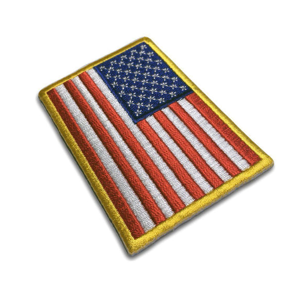 3" American US Flag Yellow Border Patch - PATCHERS Iron on Patch