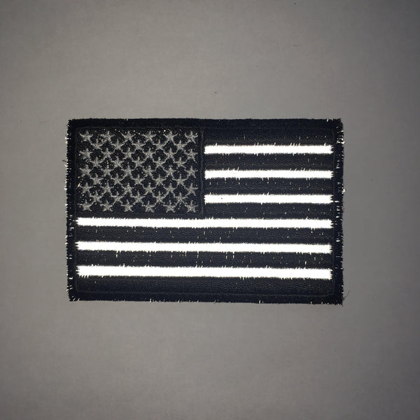 3" Black White & Reflective American US Flag Patch - PATCHERS Iron on Patch