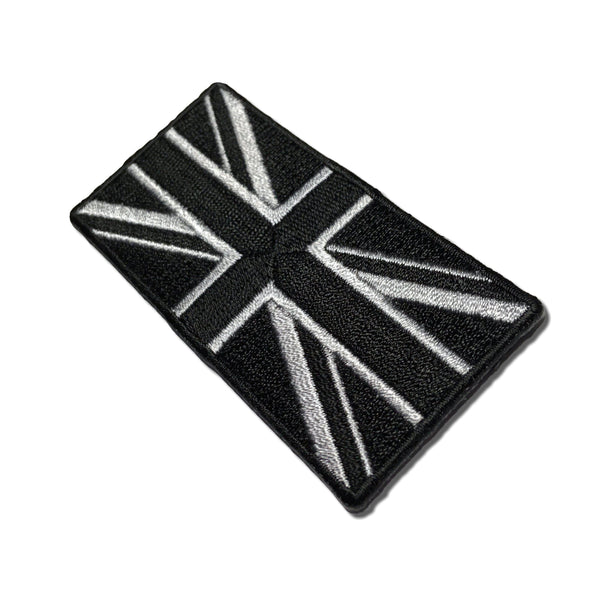 3" British UK Flag Black & Grey Union Jack Patch - PATCHERS Iron on Patch
