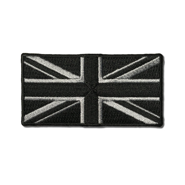 3" British UK Flag Black & Grey Union Jack Patch - PATCHERS Iron on Patch
