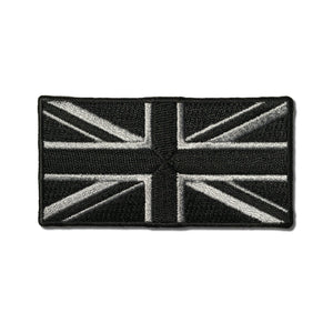 3" British UK Flag Black & Grey Union Jack Patch - PATCHERS Iron on Patch