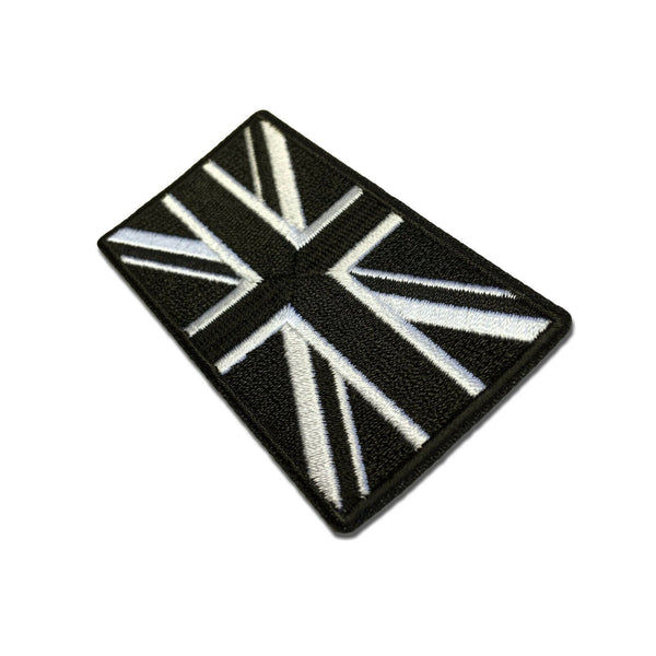 3" British UK Flag Black & White Union Jack Patch - PATCHERS Iron on Patch