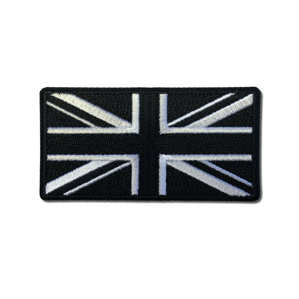 3" British UK Flag Black & White Union Jack Patch - PATCHERS Iron on Patch