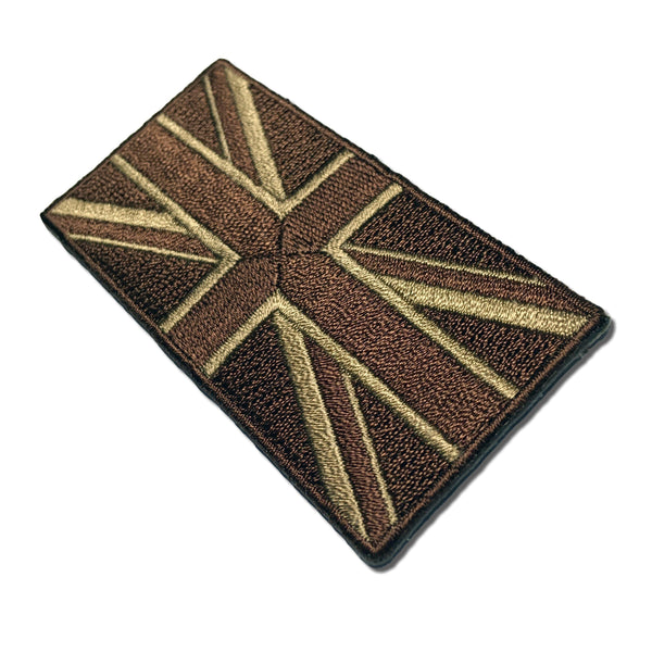 3" British UK Flag Brown Union Jack Patch - PATCHERS Iron on Patch