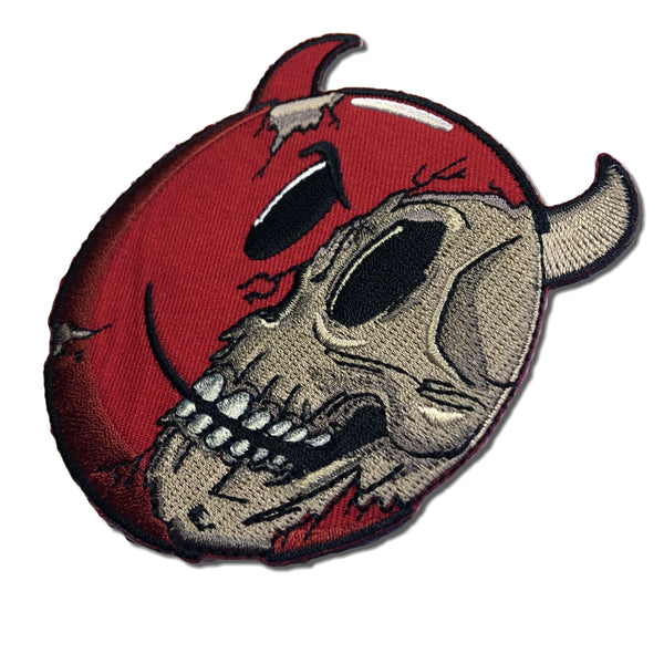 3" Cracked Skull Devil Smiley Patch - PATCHERS Iron on Patch