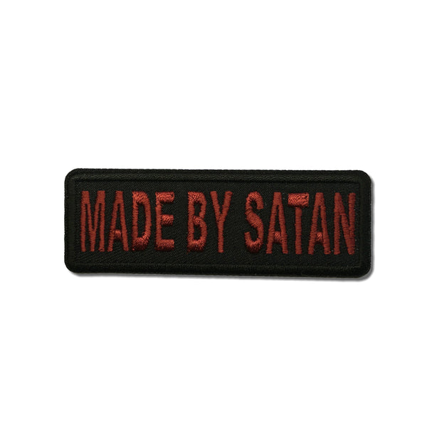3" Made By Satan Blood Red on Black Patch - PATCHERS Iron on Patch