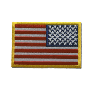 3" Reversed American US Flag Yellow Border Patch - PATCHERS Iron on Patch