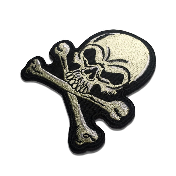 3" Skull Cross Bones Cream White Patch - PATCHERS Iron on Patch