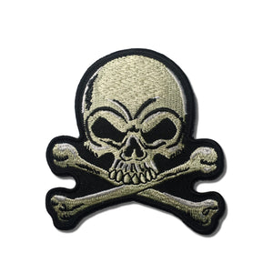 3" Skull Cross Bones Cream White Patch - PATCHERS Iron on Patch