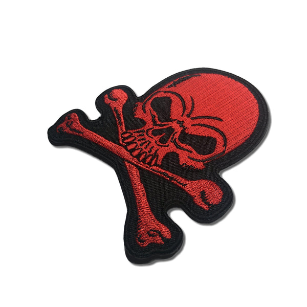 3" Skull Cross Bones Red Patch - PATCHERS Iron on Patch