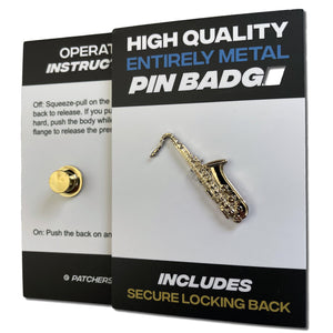 3D Saxophone Gold Plated Pin Badge - PATCHERS Pin Badge