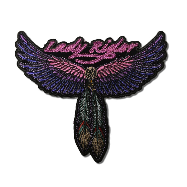 4¼" Lady Rider Wings and Feathers Patch - PATCHERS Iron on Patch