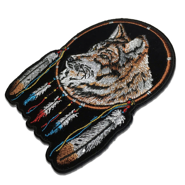 4¼" Wolf and Feathers Patch - PATCHERS Iron on Patch