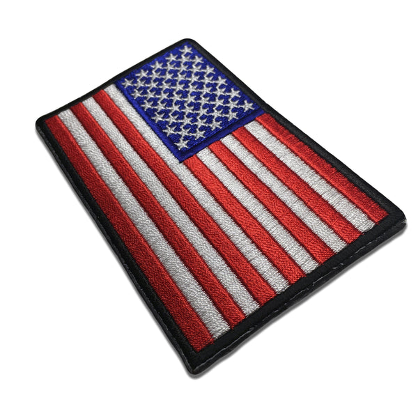 4" American US Flag Black Border Patch - PATCHERS Iron on Patch