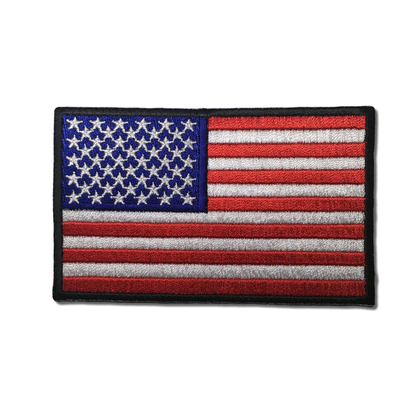 4" American US Flag Black Border Patch - PATCHERS Iron on Patch