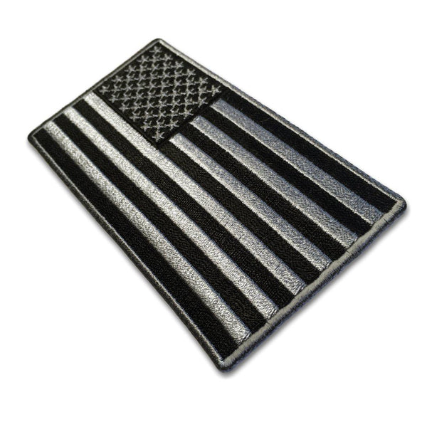 4" American US Flag Black Grey Patch - PATCHERS Iron on Patch