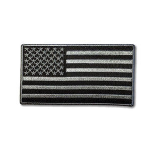4" American US Flag Black Grey Patch - PATCHERS Iron on Patch