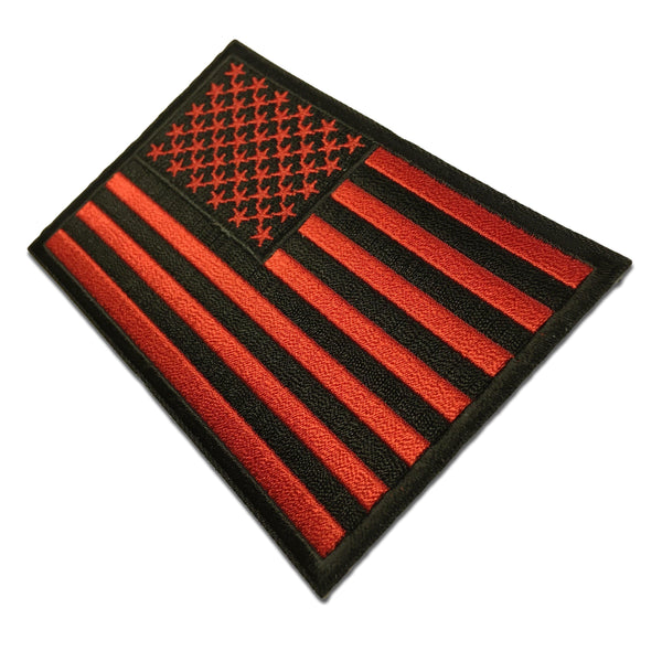 4" American US Flag Black & Red Patch - PATCHERS Iron on Patch