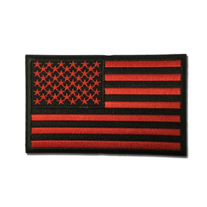 4" American US Flag Black & Red Patch - PATCHERS Iron on Patch