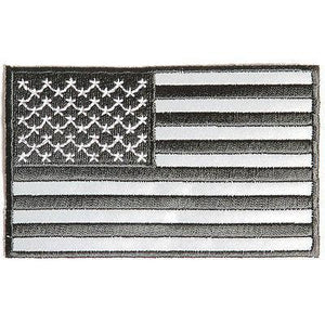 4" American US Flag Black & Reflective Patch - PATCHERS Iron on Patch