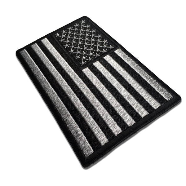 4" American US Flag Black & White Patch - PATCHERS Iron on Patch