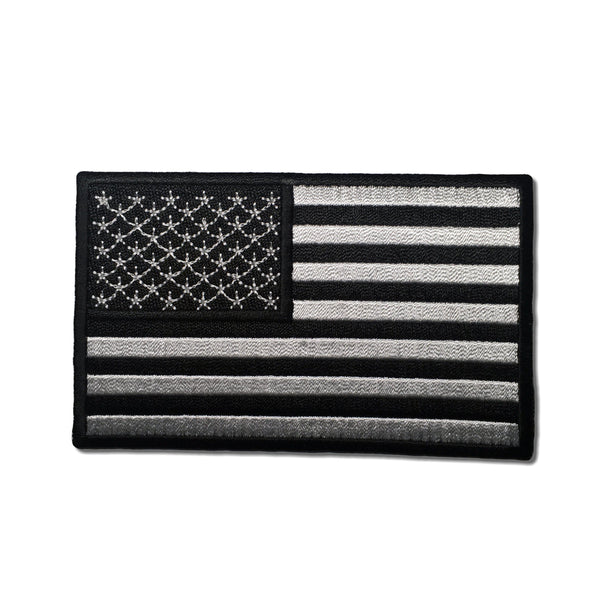 4" American US Flag Black & White Patch - PATCHERS Iron on Patch