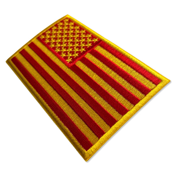 4" American US Flag Red Yellow Marine Colours Patch - PATCHERS Iron on Patch