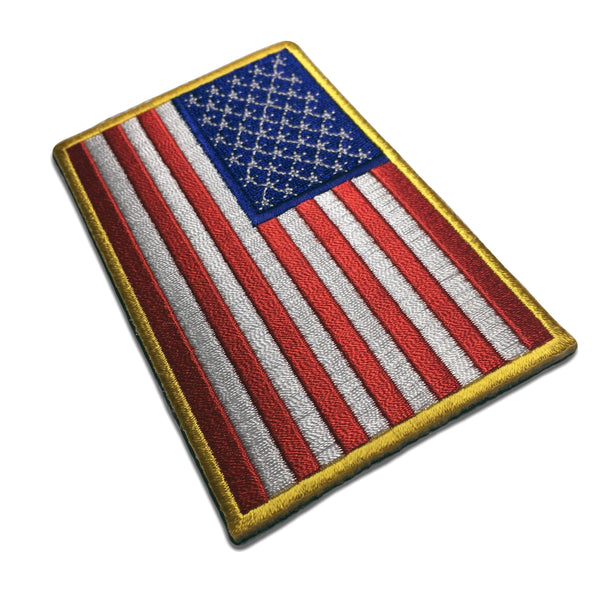 4" American US Flag Yellow Border Patch - PATCHERS Iron on Patch