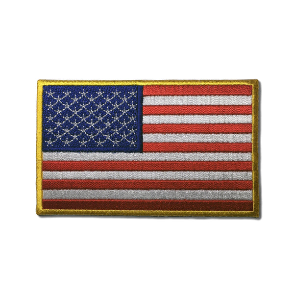 4" American US Flag Yellow Border Patch - PATCHERS Iron on Patch