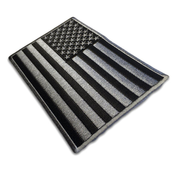 5" American US Flag Black Grey Patch - PATCHERS Iron on Patch