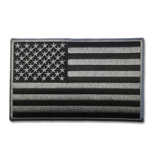 5" American US Flag Black Grey Patch - PATCHERS Iron on Patch