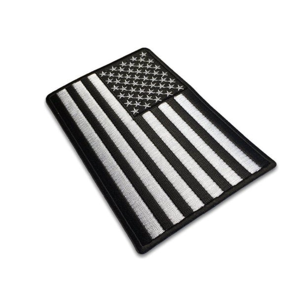 5" American US Flag Black & White Patch - PATCHERS Iron on Patch