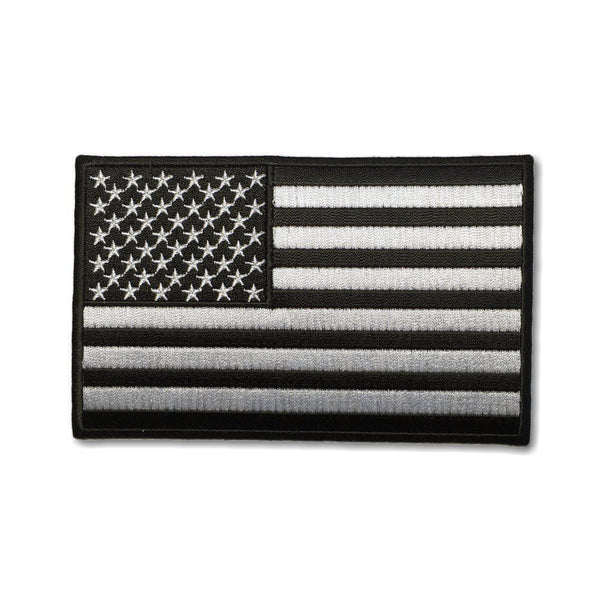 5" American US Flag Black & White Patch - PATCHERS Iron on Patch