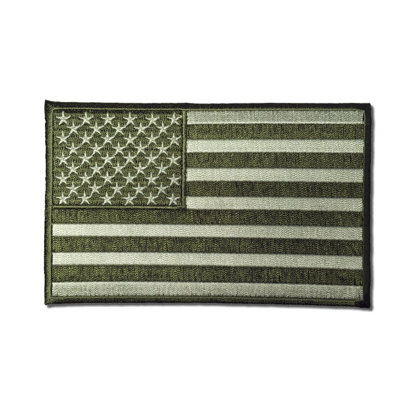 5" American US Flag Subdued Green Patch - PATCHERS Iron on Patch